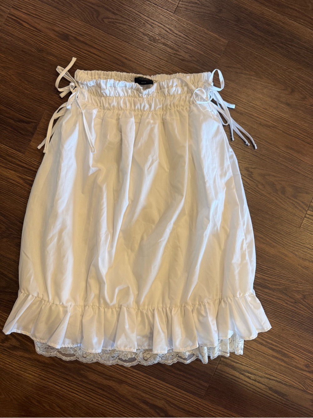 White Ruffled Lace Midi Skirt